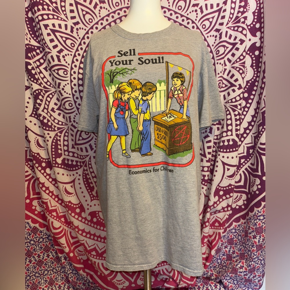 Black Matter Grey Graphic T-Shirt Sell Your Soul Unisex Size Large